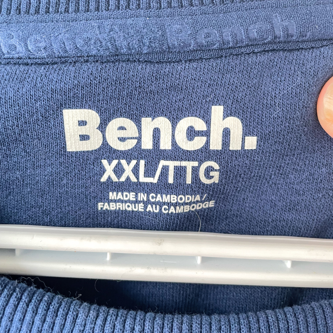 Floral tapestry stripe panel blue crewneck sweater - XXL