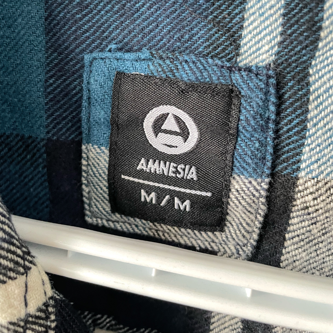 Dumpster Fire Graphic Blue Plaid Button-Up Shirt