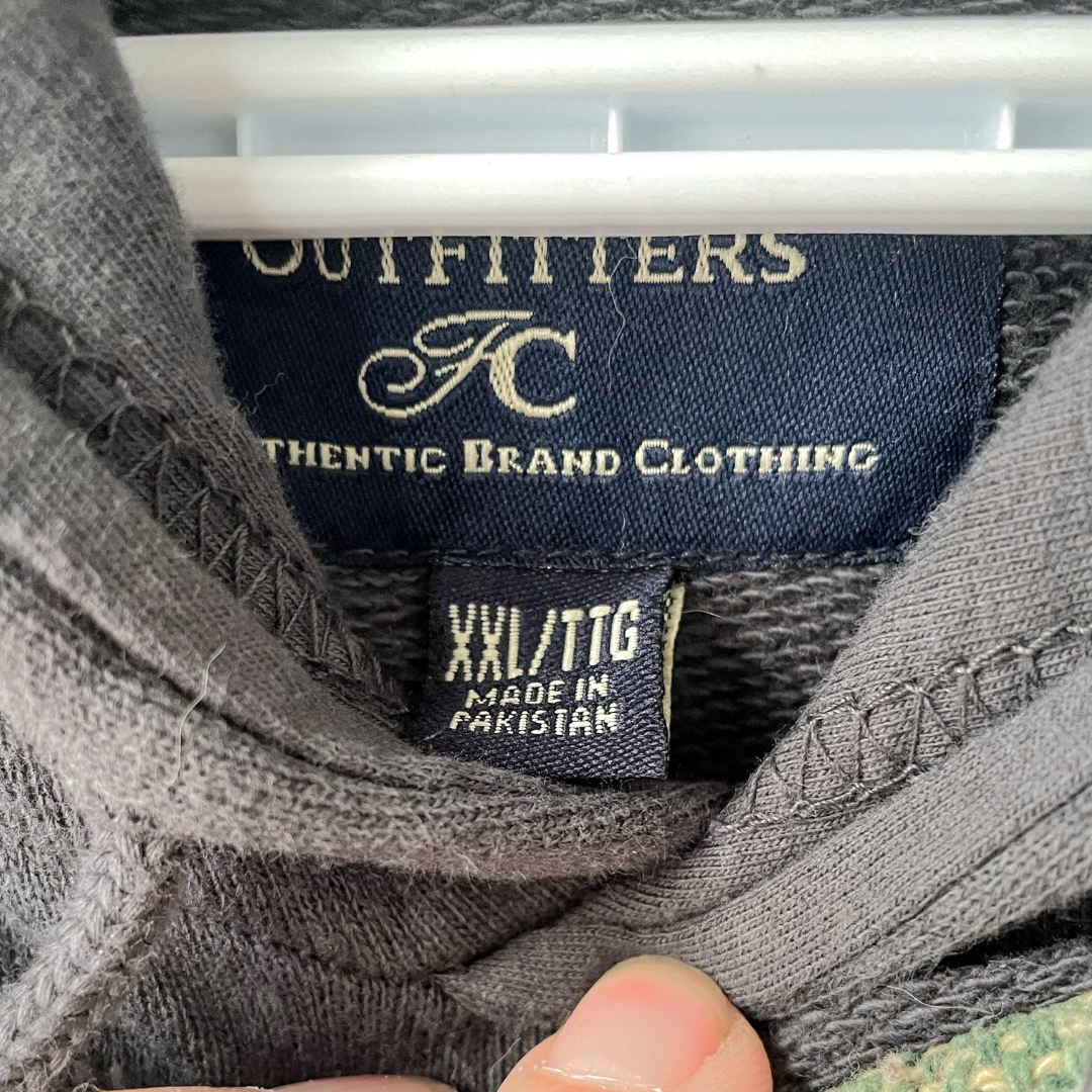 Plaid Heart Patch Hoodie | Vintage Patchwork Sweatshirt Pullover - XXL