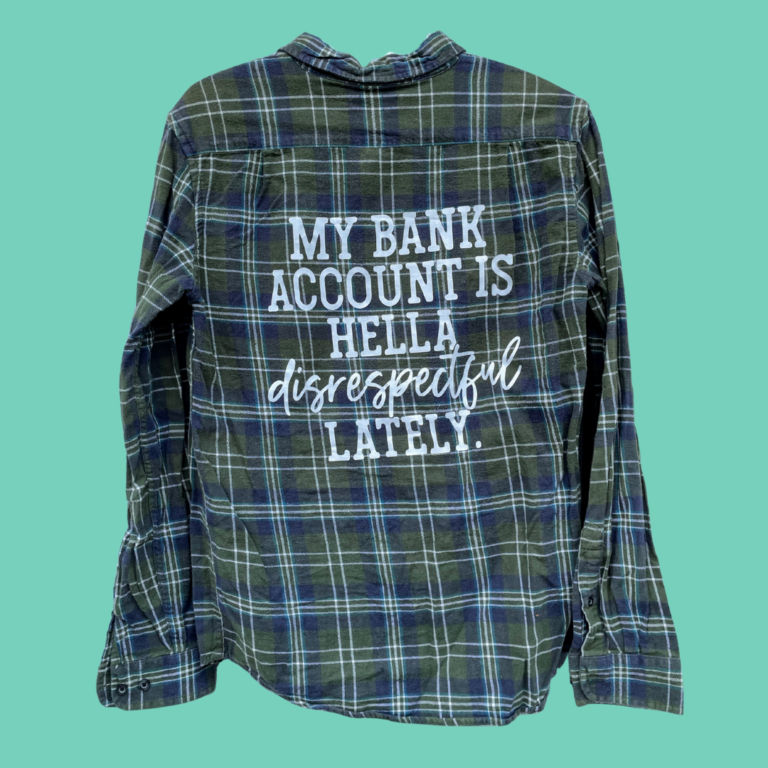 Bank Account Plaid Button-Up Shirt