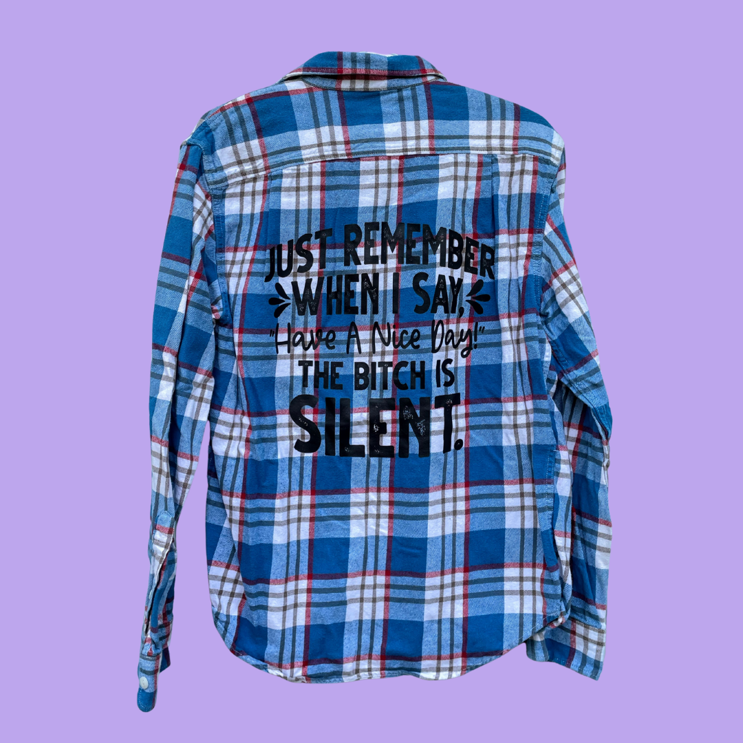 The Bitch Is Silent Plaid Button-Up Shirt