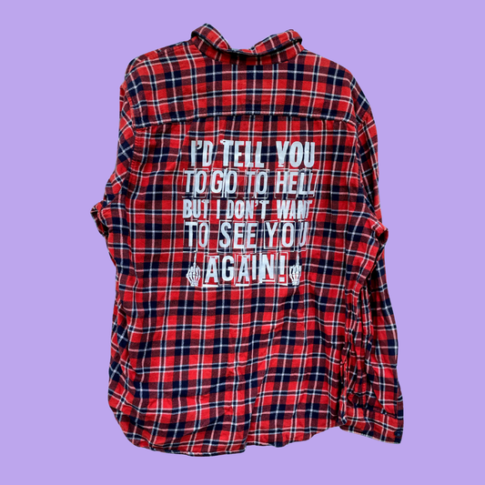 Go To Hell Plaid Button-Up Shirt