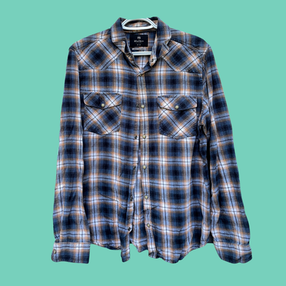 Cartoon Flower Graphic Plaid Button-Up Shirt