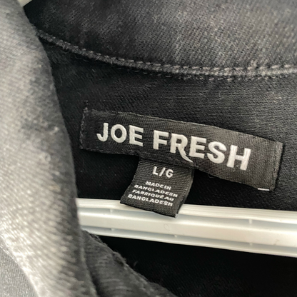 Hand painted checkerboard and wave graphic black denim jacket