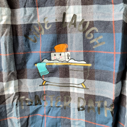 Live Laugh Toaster Bath Graphic Button-Up Shirt
