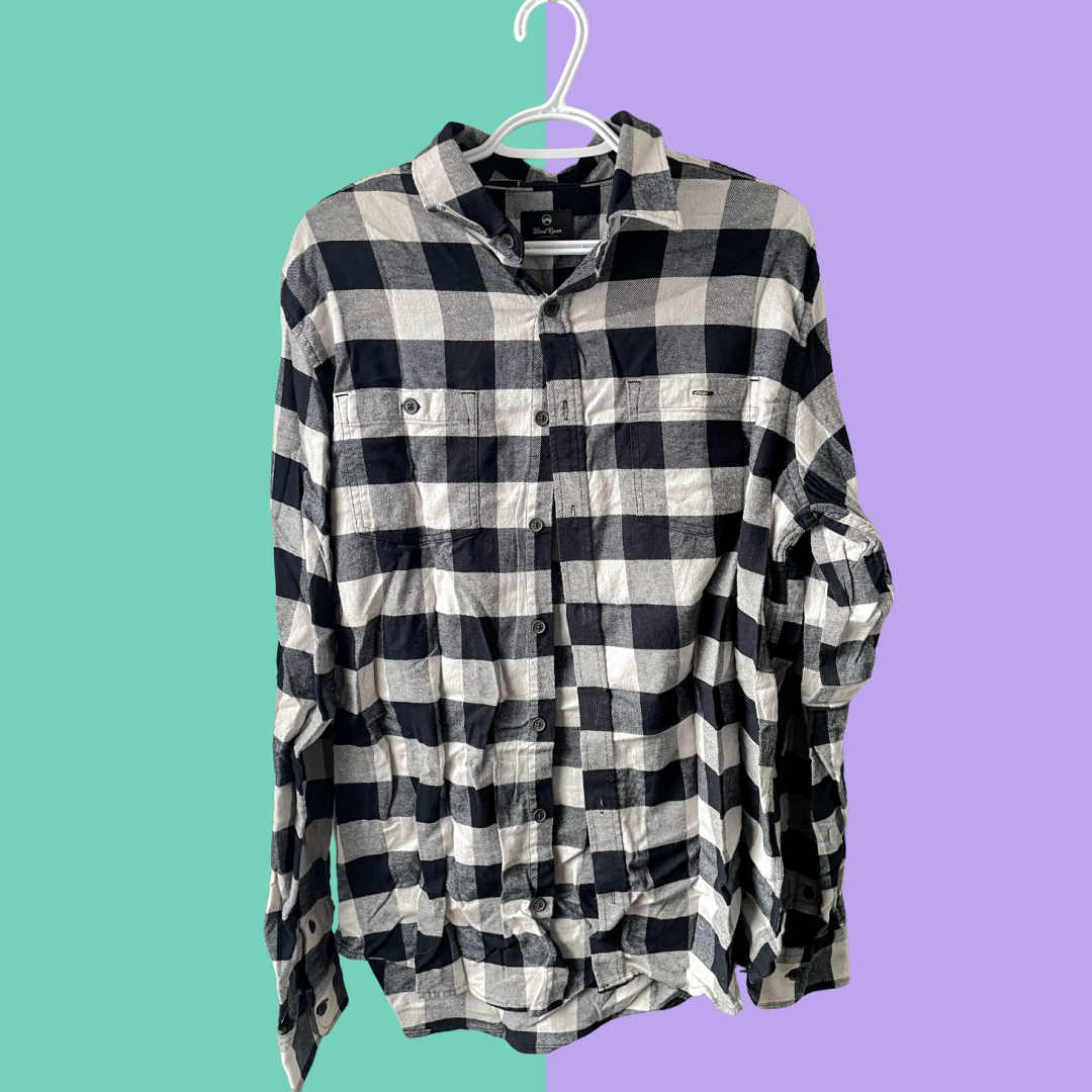 Heart Moon Graphic Plaid Button-Up Shirt