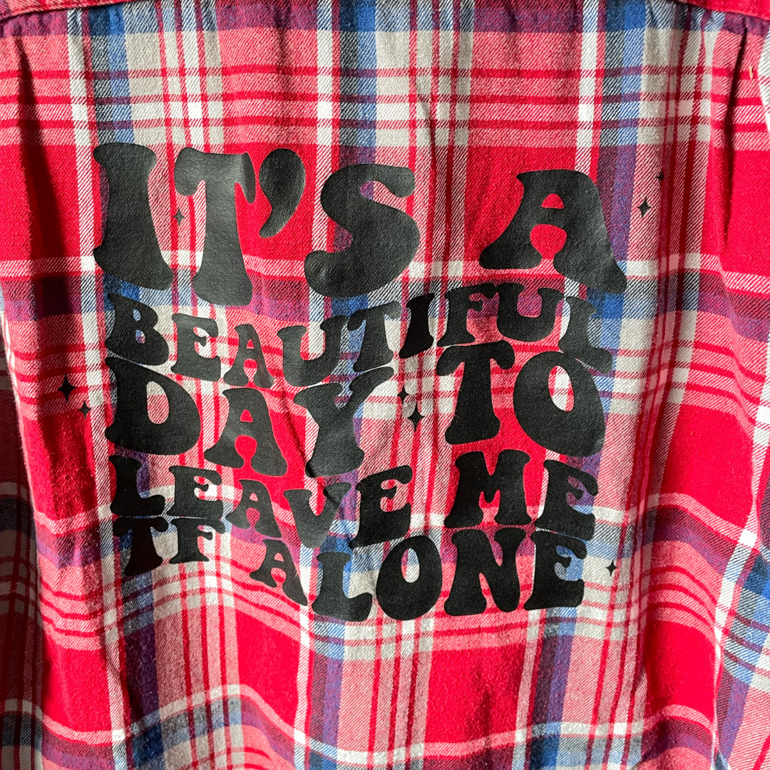 Retro Slogan Print Red Plaid Button-Up Shirt