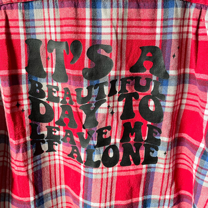 Retro Slogan Print Red Plaid Button-Up Shirt
