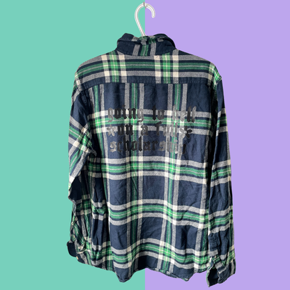 Going To Hell Graphic Plaid Button-Up Shirt