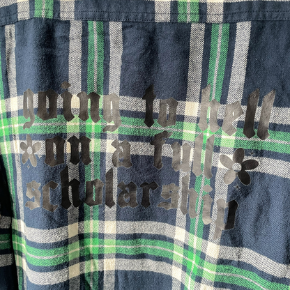 Going To Hell Graphic Plaid Button-Up Shirt