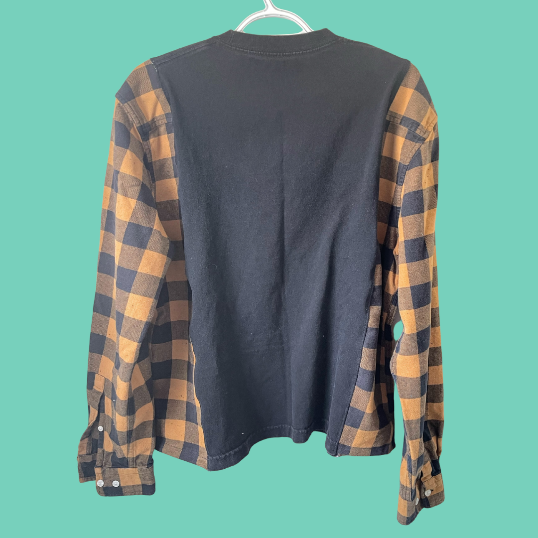 Horror Masked Group Graphic Brown Plaid Flannel Shirt - S