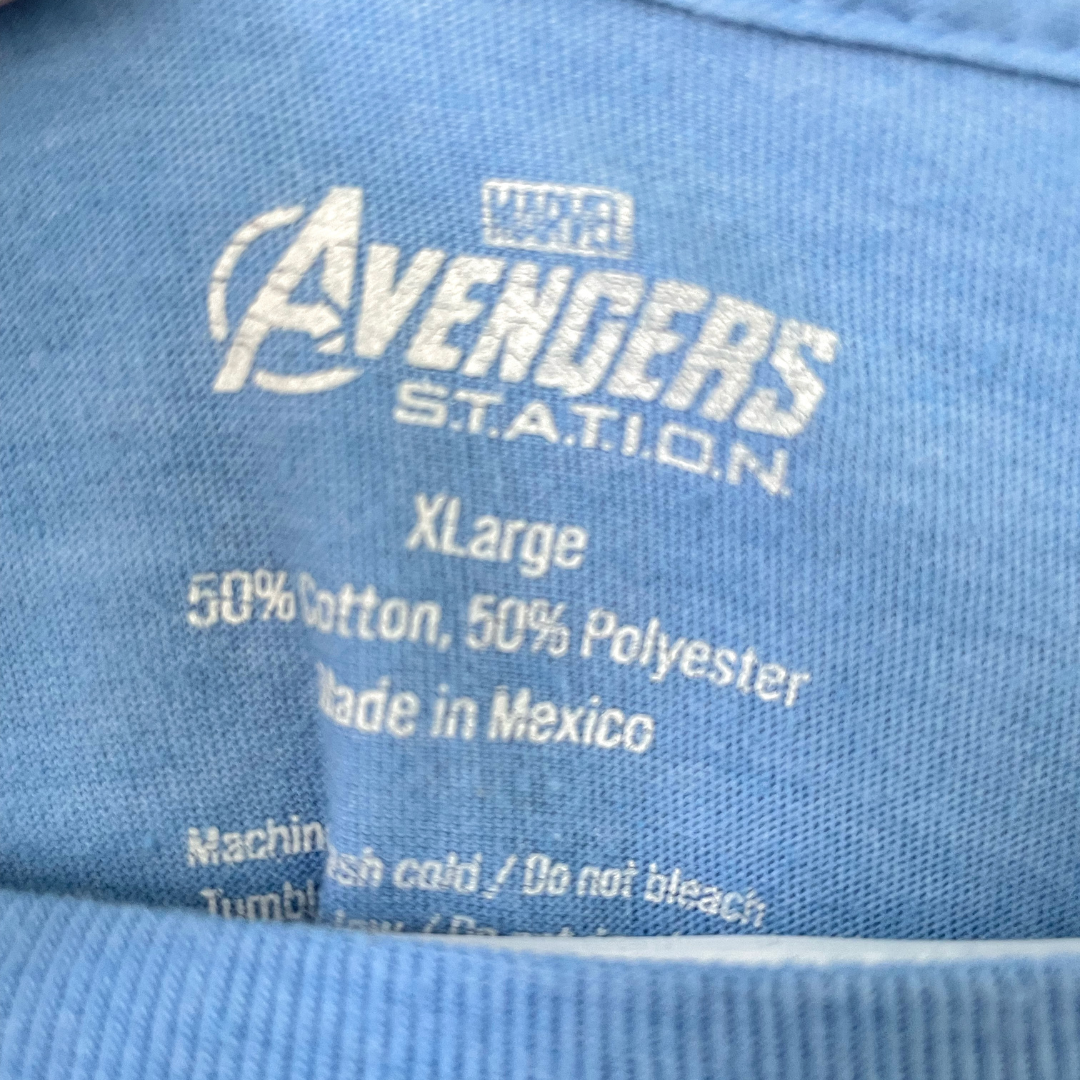 Avengers Marvel Graphic Blue and Navy Plaid Long Sleeve Shirt - XL
