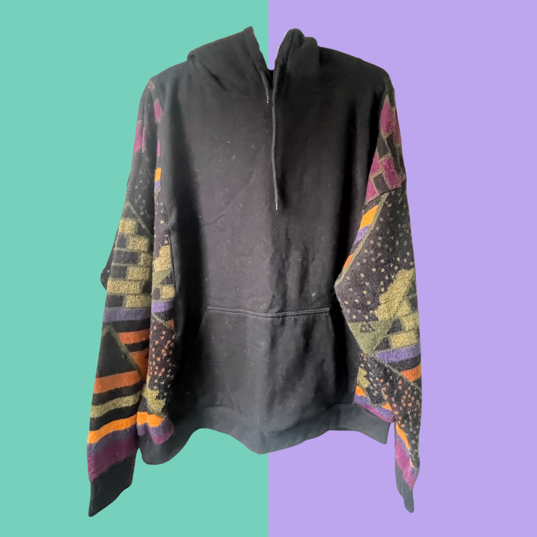 Upcycled Hoodie & Geometric Sweater