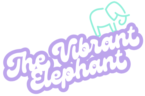 Logo of 'The Vibrant Elephant' with a stylized elephant icon on a white background