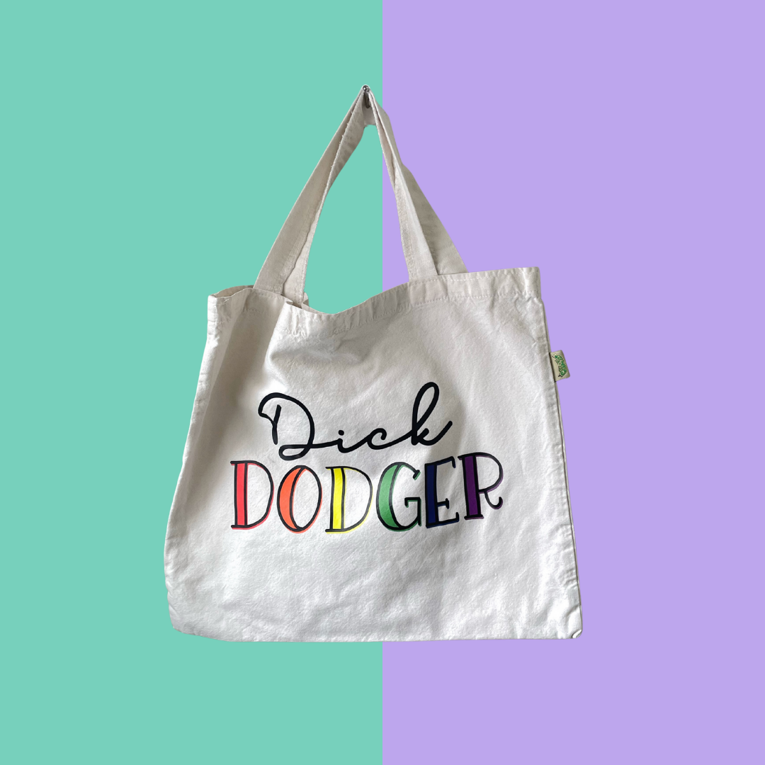 Rainbow Lettering Tote Bag with Playful Slogan Graphic